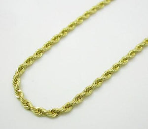 10K Yellow Gold 2MM Hollow Rope Chain Necklace