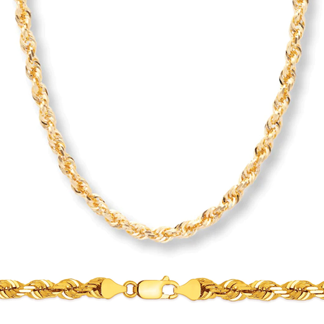 10K Yellow Gold 7MM Hollow Rope Chain Necklace – La Rivière Jewelry