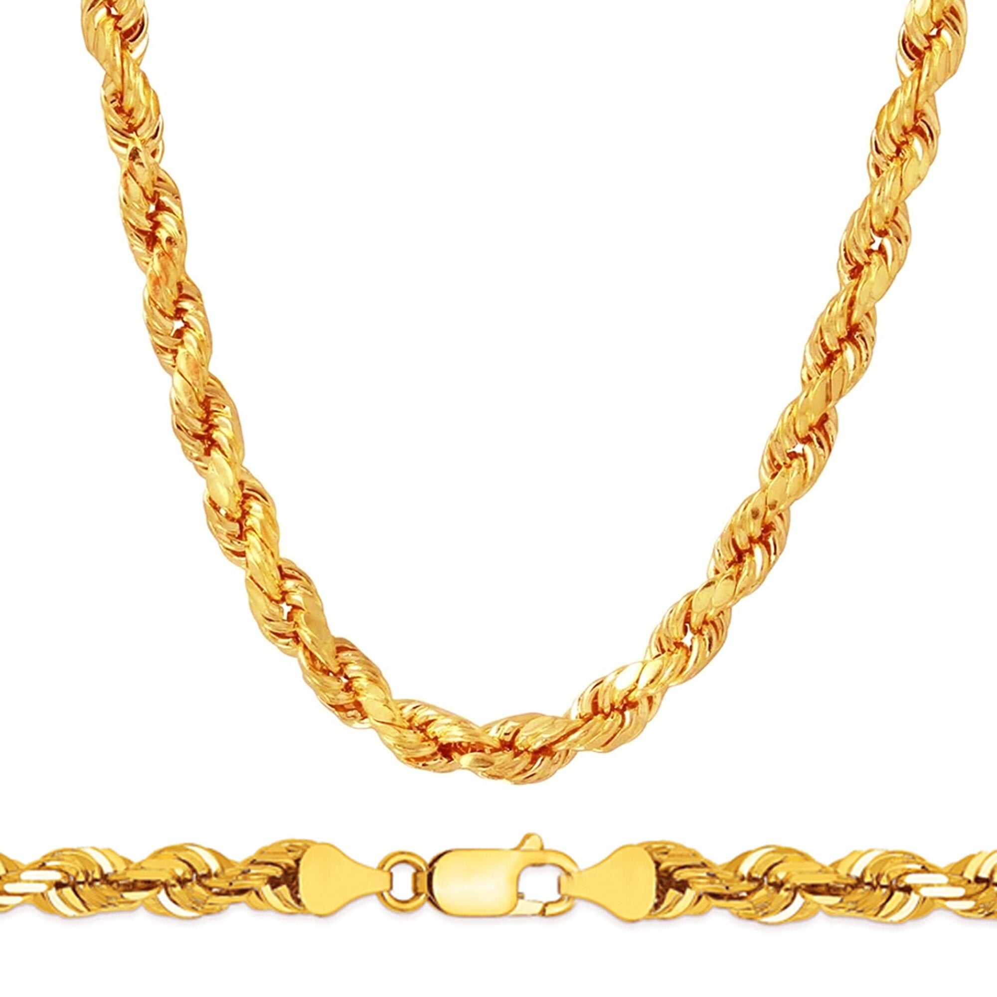 10K Yellow Gold 8MM Hollow Rope Chain Necklace – La Rivière Jewelry