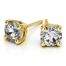 Charger l&#39;image dans la galerie, Round Diamond Stud Earrings In Yellow 14K Gold
