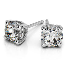 Charger l&#39;image dans la galerie, Round Diamond Stud Earrings In White 14K Gold
