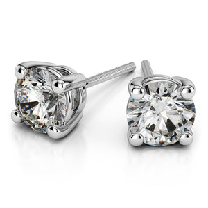 Round Diamond Stud Earrings In White 14K Gold